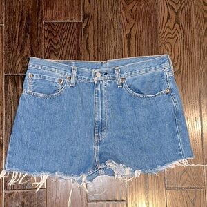 Levi's Light Blue Frayed Hem Jean Shorts size 36x30 recon